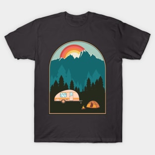 Camping poster sunset landscape T-Shirt